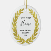 初めての家|ホワイトと金ゴールド引っ越し祝いパーティー セラミックオーナメント (右)