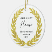 初めての家|ホワイトと金ゴールド引っ越し祝いパーティー セラミックオーナメント (左)