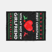 初めての彼女とのクリスマス ダサい男のクリスマス フリースブランケット (正面(横))