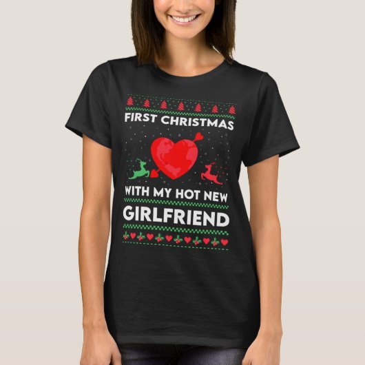 初めての彼女とのクリスマス ダサい男のクリスマス Tシャツ (正面)