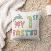 初めての復活祭 | ベビー第1回復活祭かわいいバニー クッション (ブランケット)