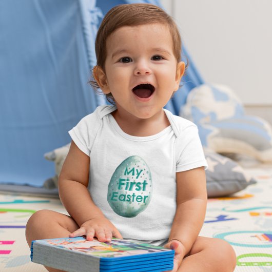 初めての復活祭 |名前をカスタムする |イースターエッグ ベビーボディスーツ