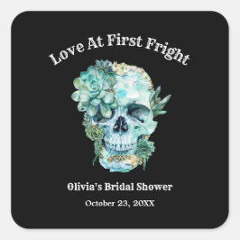 初めての恐怖で愛に落ちる スカル ハロウィン ブライダルシャワー スクエアシール