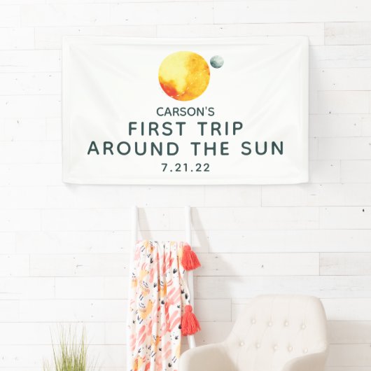 初めての旅のまわりにで太陽のモダン宇宙 横断幕 (インサイチュ)