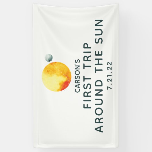 初めての旅のまわりにで太陽のモダン宇宙 横断幕 (縦)