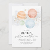 初めての旅のまわりには太陽の第1誕生日招待状 招待状 (正面)