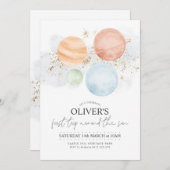 初めての旅のまわりには太陽の第1誕生日招待状 招待状 (正面/裏面)