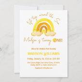 初めての旅 サンシャインボホーイエローレインボー誕生日 招待状 (正面)