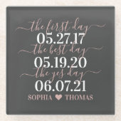 初めての日に最高の日、イエスの日 ウェディングデート ギフト ガラスコースター (正面)