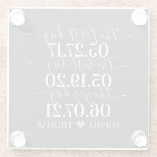 初めての日に最高の日、イエスの日 ウェディングデート ギフト ガラスコースター (裏面)