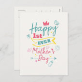 初めての母の日が幸せパーソナライズされた シーズンポストカード (正面/裏面)