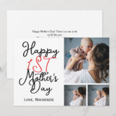 初めての母の日のシンプルな3枚の写真の コラージュ シーズンカード (正面/裏面)
