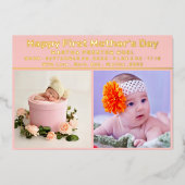 初めての母の日のメッセージ付きベイビーボーイカード 箔シーズンカード (正面)