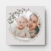 初めての母の日の写真 紫の野の花のフレーム フォトプラーク (正面)