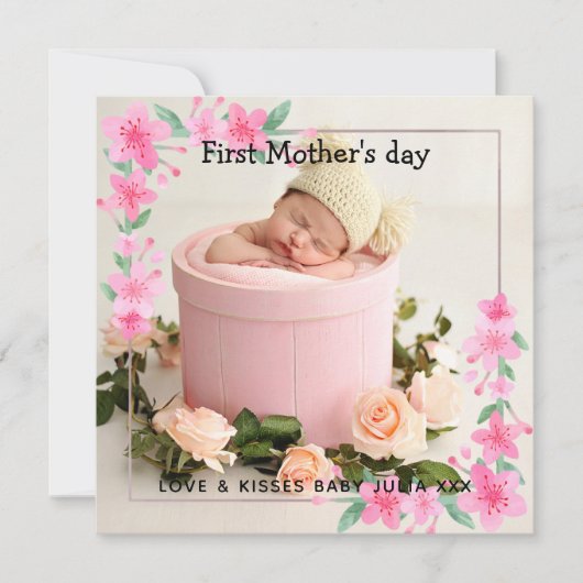 初めての母の日の花 2 枚の写真のコラージュ シーズンカード (正面)