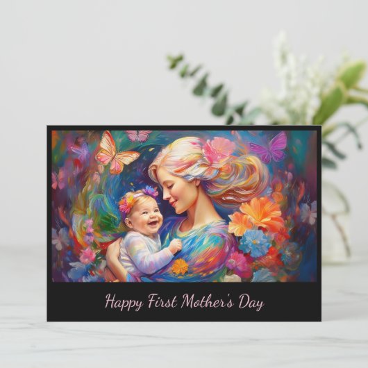 初めての母の日の赤ちゃんのいるお母さん カード (スタンド正面)