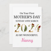 初めての母の日カード として 私のベビーシッターに、ハッピー ファースト マザーズ デー シーズンカード (正面/裏面)