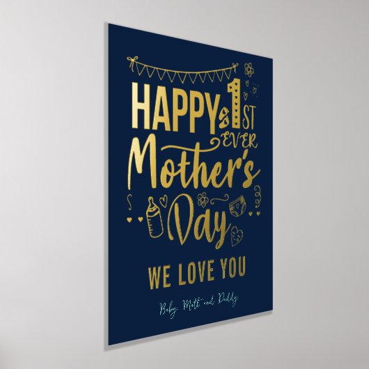 初めての母の日1回目の母のカスタム 箔ポスター (レイダウン)
