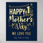 初めての母の日1回目の母のカスタム 箔ポスター (正面)