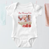 初めての母の日 かわいいフォトコラージュ 最高のママ ベビーボディスーツ