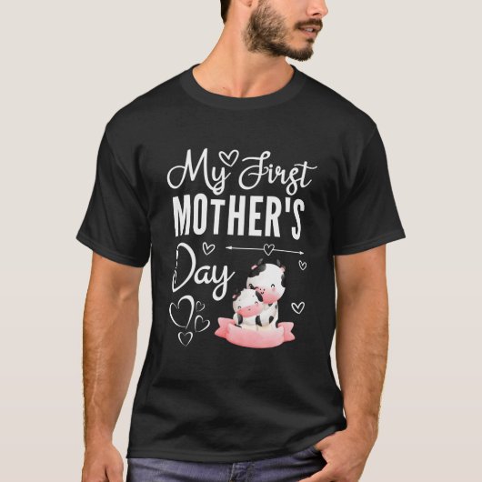 初めての母の日 ママ 牛ママ 初めての母の日 Tシャツ (正面)