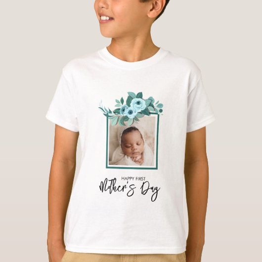 初めての母の日 ローズグリーナリーフォト Tシャツ (正面)