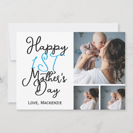 初めての母の日 3枚の写真のシンプルなコラージュ シーズンカード (正面)