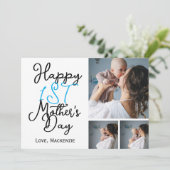 初めての母の日 3枚の写真のシンプルなコラージュ シーズンカード (スタンド正面)