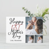 初めての母の日 3枚の写真のシンプルなコラージュ シーズンカード (スタンド正面)