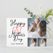初めての母の日 3枚の写真のシンプルなコラージュ シーズンカード (スタンド正面)