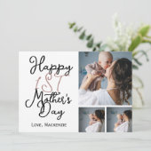 初めての母の日 3枚の写真のシンプルなコラージュ シーズンカード (スタンド正面)