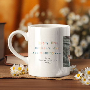 初めての母の日 3枚の写真コラージュ コーヒーマグカップ