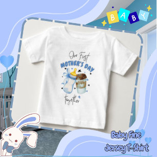 初めての母の日Tシャツ 2026/青のペアルック ベビーTシャツ