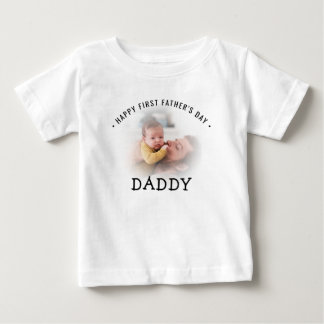 初めての父の日おめでとうパパ 写真入り ベビーTシャツ