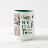 初めての父の日おめでとう新しい父の5枚の写真 – 緑 マグカップ (中央)