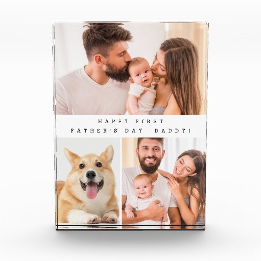 初めての父の日のための縦向きの写真コラージュ フォトブロック (正面)
