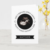 初めての父の日の赤ちゃんの超音波写真 ハート型カード カード (黄色い花)