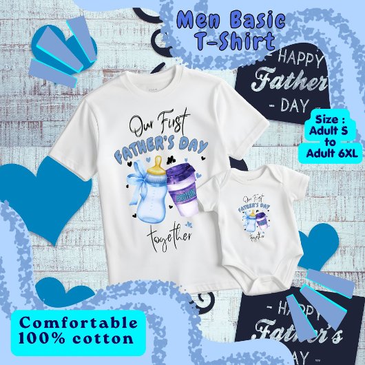初めての父の日を一緒に過ごすお揃いコーデ / ブルー Tシャツ