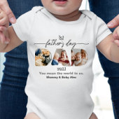 初めての父の日3枚の写真コラージュ ベビーボディスーツ