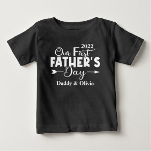 初めての父の日 ブラック ベビーTシャツ
