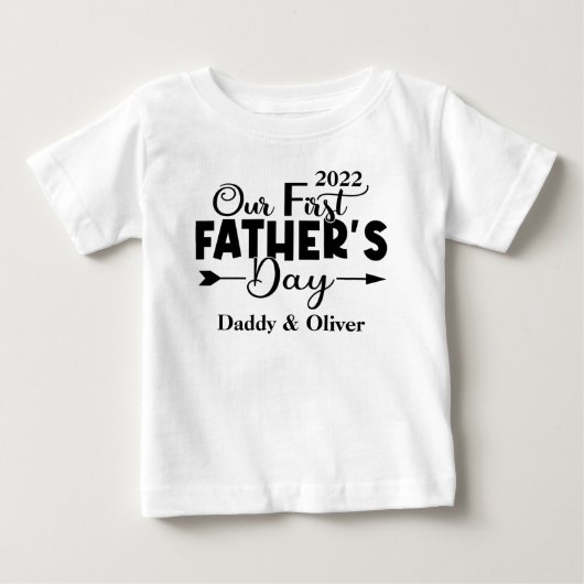 初めての父の日 ホワイト ベビーTシャツ (正面)