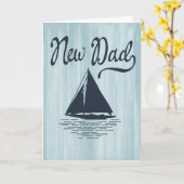 初めての父の日 現代的なデザインの海の船 カード (黄色い花)