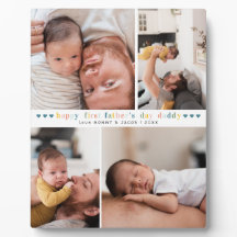 初めての父の日 | 4枚の写真のコラージュ プラーク