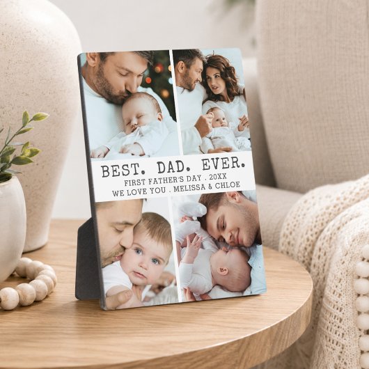 初めての父の日 BEST DAD EVER 4枚フォトコラージュ フォトプラーク