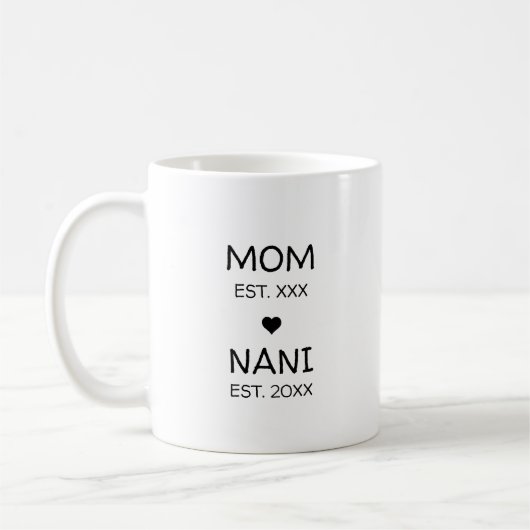 初めての祖母になる妊娠発表 Nani コーヒーマグカップ (左)