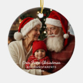 初めての祖父母としてのクリスマスフォトオーナメント セラミックオーナメント (正面)