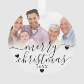 初めての祖父母としてのクリスマス 2枚の写真 オーナメント (裏面)