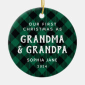 初めての祖父母のクリスマス素朴劇 セラミックオーナメント (正面)