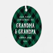 初めての祖父母のクリスマス素朴劇 メタルオーナメント (正面左)