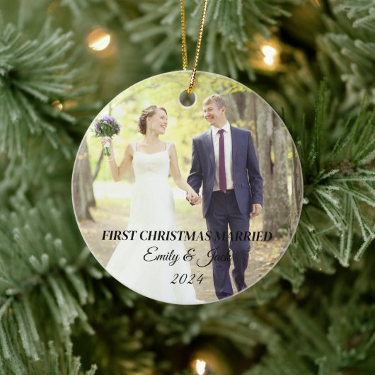 初めての結婚クリスマスフォト セラミックオーナメント (ツリー)